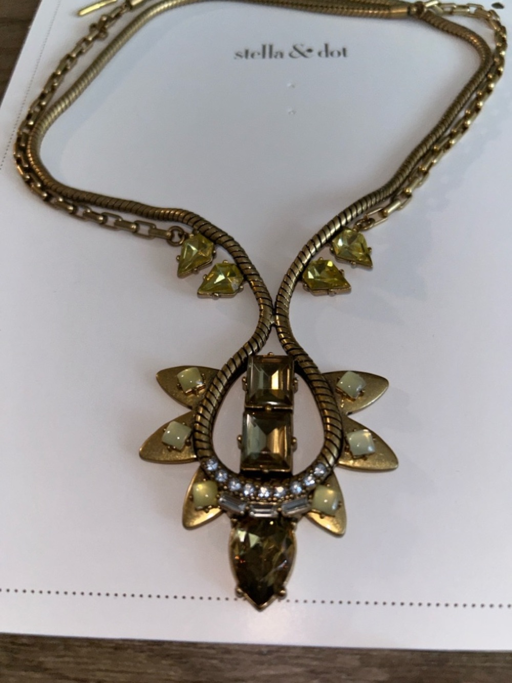 Stella & Dot Gold-Tone Necklace with Yellow Crystal Accents - Picture 4 of 7